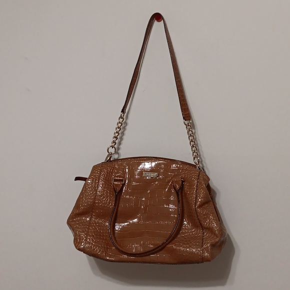 KATE SPADE CROC EMBOSSED PATENT LEATHER SATCHEL - Picture 1 of 5